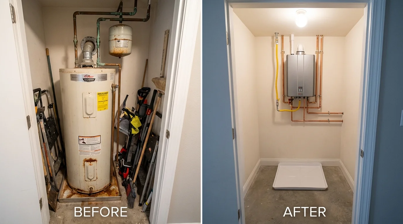 Tank water heater versus wall-mounted tankless unit comparison for Dawson, GA homeowners